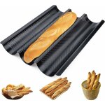 Nazalus - vente chaude - plaque de cuisson moule pour 3 baguettes, noir plateau de moule à pain en bâton ... Nazalus - vente chaude - plaque de cuisson moule pour 3 baguettes, noir plateau de moule à pain en bâton ...