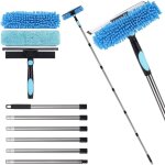 Nettoyeur de vitres extensible de 2, 1 m, quipement de nettoyage de vitres 2 en 1, outil de nettoyage ...