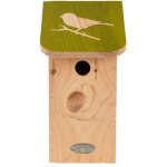 Nichoir m�sange bleue pochoir - 15, 7 x 14, 7 x 27, 8 cm - beige et vert - livraison gratuite