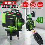 Niveau laser 4d 360 16 lignes automatique avec 1 batterie tlcommande chargeur