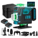 Niveau laser autonivelant 4 x 360, laser chantier 4d 16 lignes, distance de travail 25 m, 2 x batterie, ...