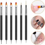 (noir)6 pcs pinceau nail art ongles, double extr�mit� nail art dotting pen, outils de manucure pour salon ...