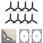 Noir 8 pi�ces drap de lit attaches, r�glable �lastiques triangle sangles de soutient pour drap housse ...