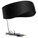 Noir bandeau de sommeil musical avec casque, bandeau de voyage lastique doux filaire de 3, 5 mm avec ...