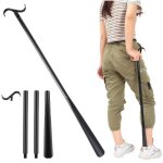 (noir)b�ton de dressage de 84 cm de long avec outil de retrait de chaussettes, r�glable, aide � l'habillage ...