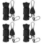 (noir)corde de tente r�fl�chissante, lot de 4 cordes de tente avec poulie, �4mm longueur 4m corde tente ...