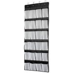 Noir organiseur � suspendre sur une porte, �tag�re � chaussures, rangement � chaussures, 24 grandes poches ...