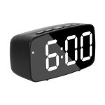 Noir r�veil num�rique intelligent de chevet, horloge de bureau usb de voyage � led blanc avec r�p�tition ...