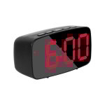 Noir r�veil num�rique intelligent de chevet, horloge de bureau usb de voyage � led rouge avec r�p�tition ...