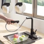 Noir robinet de cuisine avec douchette extractible - mitigeur cuisine avec 2 modes de pulv�risat - robinet ...