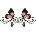Noir + rose)2 pcs autocollant de bande de capot de voiture, papillon fleurs motif graphiques autocollant ...