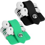(noir / vert) 2 pcs organisateur cordon ecouteurs en silicone, enrouleur de c�ble cord manager, attaches ...