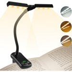 Noluxa 14 leds lampe de lecture double t�te, liseuse lampe clip usb rechargeable, lumi�re du livre 360� ...