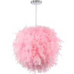 Noluxa lustre suspension en plume rose - moderne lustre forme sph�re 30cm - e27 plafonnier suspension ...