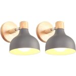 Lot de 2 applique murale interieure r�tro lampe murale r�glable en bois m�tal e27 applique murale vintage ...