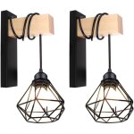2pcs) applique murale rtro en bois lampe murale cage en mtal applique murale crative moderne pour ...