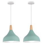 2pcs)lampe � suspension moderne plafonnier d'int�rieur lustre minimaliste abat - jour en m�tal, vert ...