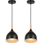 2pcs plafonnier moderne suspension luminaire rtro lustre en mtal noir, suspension lustre d'intrieur ...