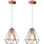 2x m�tal diamant 20cm lustre industriel vintage lampes suspendues rustique plafonnier moderne pour salle ...