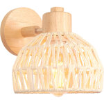 Applique murale int�rieure 20cm lampe murale r�glable en bois et rotin r�tro e27 luminaire applique vintage ...