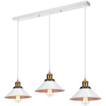 Luminaire de style rtro 22cm lustre vintage  3 lumires suspension blanc plafonnier en fer en mtal ...