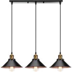 Luminaire de style rtro 22cm lustre vintage  3 lumires suspension noir plafonnier en fer en mtal ...