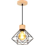 Plafonniers modernes cage en mtal luminaires suspendus d'intrieur e27 noir lustre rtro pour chambre ...