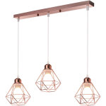 Plafonnier r�tro � 3 lumi�res or rose suspension lustre e27 cage en m�tal suspension luminaire vintage ...