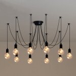 Plafonnier vintage antique e27 lustre r�tro 10 t�tes noire suspension luminaire d'int�rieur