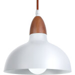 Suspension lustre r�tro e27 lustre en bois, abat - jour en m�tal �19cm, plafonnier moderne pour salle ...