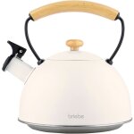 Nordic bouilloire  induction thire sifflet 2, 3l acier inox, poigne en bois blanc - briebe