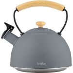 Nordic bouilloire à induction théière sifflet 2, 3l acier inox. , poignée en bois gris - briebe Nordic bouilloire à induction théière sifflet 2, 3l acier inox. , poignée en bois gris - briebe