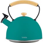 Nordic bouilloire à induction théière sifflet 2, 3l acier inox. , poignée en bois vert - briebe Nordic bouilloire à induction théière sifflet 2, 3l acier inox. , poignée en bois vert - briebe