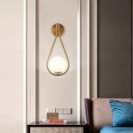 Nordic moderne milky glass ball applique murale lampe de chevet intrieur appliques en mtal dor ampoule ...