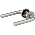 Normbau - poign�e de porte sur rosace inox mat - bec de cane - est. zg 51