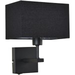 Norte - lampe de chevet moderne noir mat 1 lumi�re avec abat - jour rectangulaire noir, e27 - italux
