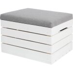 Northix banquette tabouret bois blanc gris coffre