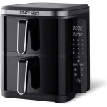 Northix - comfy nest cn 06177 friteuse a air a double panier 2800 w avec panneau lateral pliable numerique ...