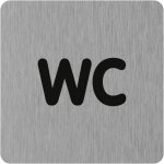 Plaque de porte wc (texte) - aluminium brosse 100x100mm - 4384214