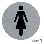 Plaque signal�tique en aluminium bross� ''toilette femme'' d. 75mm novap 4383033