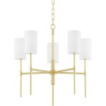 Hudson valley lighting - olivia lustre  5 lumires en laiton, lin belge, 2700k