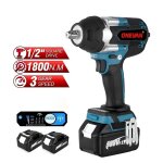 Onevan - cl  chocs sans fil brushless 1800 nm, 3 vitesses, 1 / 2 ' boulonneuse a choc avec 2x588vf ...