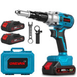Onevan riveteuse �lectroportative?brushless riveteuse �lectrique 20000n avec deux batteries, pour rivets ...