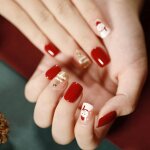 Fei yu - ongles rouges à presser décorations de noël courtes faux ongles carrés mignons Fei yu - ongles rouges à presser décorations de noël courtes faux ongles carrés mignons