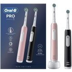 Oral - b pro series 1 lot de deux, brosses a dents lectriques rose et noire, 2 brossettes, conue par ...