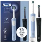 Oral - b vitality pro duo adulte brosse  dents rotative oscillante noir, bleu, blanc