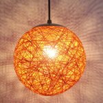 Orange rtro suspension luminaire en rotin globe rond 15cm , lustre abat - jour diy lampe plafond e27 ...