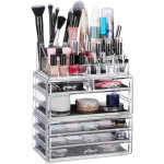 Organiseur de cosm�tiques 6 tiroirs 22 casiers rangement make - up tour � maquillage acrylique transparent ...