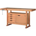 Outifrance - etabli de menuisier l: 1. 5 x 0. 5m - caisson 4 tiroirs + presse + 1 porte