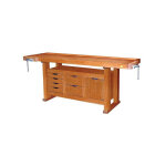 Outifrance - etabli bois de menuisier longueur 2m 6 tiroirs, 2 portes + 2 presses
